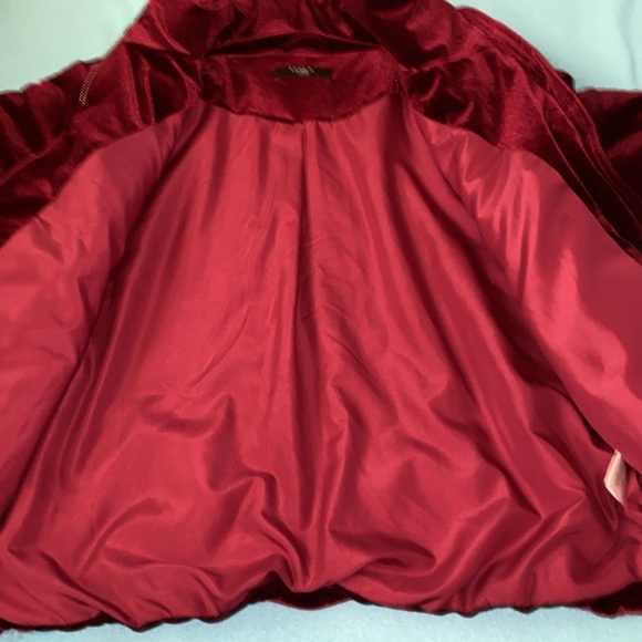 LEOLA COUTURE velvet puffer burgundy full zip fully lined cropped coat size M - Picture 6 of 14